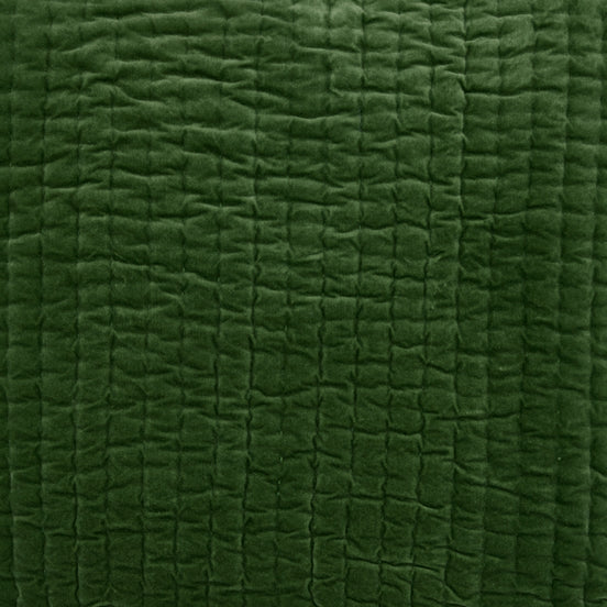 A close up of a John Robshaw Velvet Moss Quilt Swatch pillow.