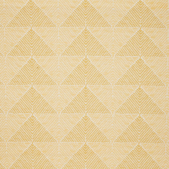 A Farzu Marigold Performance Fabric rug featuring geometric prints. (Brand: John Robshaw)