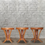 Wooden Teak Round Table With Curved Legs - 31472281911342