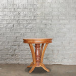 Wooden Teak Round Table With Curved Legs - 31472282009646