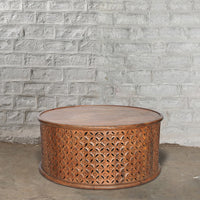 Round Wooden Jali Table - High Quality Image of 