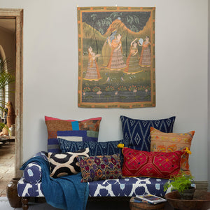 Lotus And Gopis Tapestry