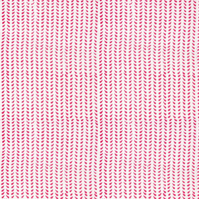 A pink and white zigzag colorway on a white background, featuring the Aleppo Azalea Fabric by John Robshaw.