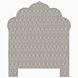 A John Robshaw Custom Bihar Headboard with a blue and beige pattern, available for white glove delivery.