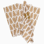 Tabletop's Lia Gold Napkins (Set of 4), hand printed cotton napkins with metallic gold leaves. - 30405172625454