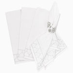 A John Robshaw Stitched Silver Napkins (Set of 4) made in India. - 30405336727598