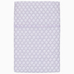 A John Robshaw Bindi Lavender Organic Sheet Set with a white pattern on it. - 30770482413614
