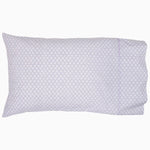 A Bindi Lavender Organic Sheet Set with a lavender and white polka dot pattern, designed by John Robshaw. - 30770482380846