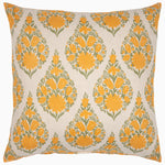 A yellow and grey Dani Euro pillow with a floral design by John Robshaw. - 30793243263022