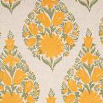 A yellow and green floral pattern on a beige fabric, the Dani Euro by John Robshaw. - 30801473896494