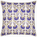 A Gajara Azure Euro pillow with an indigo and gold floral pattern by John Robshaw. - 30793293987886