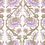 A Gajara Lavender Euro by John Robshaw, with a lavender and sage floral pattern on a white cotton linen background. - 30801474912302