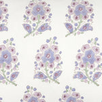 A purple and blue floral pattern on a white cotton linen fabric, the Sofi Lavender Kidney Pillow by John Robshaw. - 30801476845614