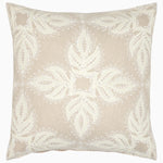 A John Robshaw Verdin Sand decorative pillow with hand block printed embroidered design. - 30794851811374