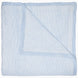 A Nandi Light Indigo quilt by John Robshaw with blue and white striped block printing on a white background.