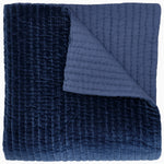 A Quilts & Coverlets hand quilted Velvet Indigo Quilt on a white background. - 30395667578926