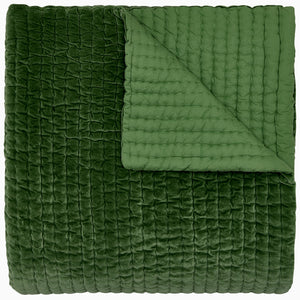 A Velvet Moss Quilt by John Robshaw, handcrafted by Indian artisans, on a white background.