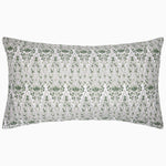 A green and white Lina Sage Quilt pillow with an ornate pattern inspired by India's Ladakh region by John Robshaw. - 30776290345006