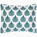 An John Robshaw Bilva Peacock Organic Duvet damask patterned pillowcase. - 30765665746990
