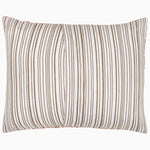 A white and brown striped Lavani Sand Quilt pillow made from upcycled fabric by John Robshaw. - 30395664334894