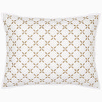 A Layla Sand Quilt pillow with a geometric pattern made from cotton voile by John Robshaw. - 30403071311918
