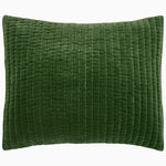 A John Robshaw hand-quilted Velvet Moss Quilt pillow on a white background. - 30395668135982