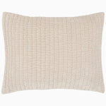 A soft beige Velvet Sand Quilt pillow on a white background, hand quilted by John Robshaw. - 30395668561966