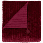 Hand-quilted Velvet Berry Throw with tassels, crafted by Indian artisans. - 30395669446702