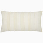 Introducing the Fringed White Bolster by John Robshaw: a rectangular off-white upcycled linen pillow featuring vertical frayed stripe detailing and a hidden zipper closure. - 31272599191598