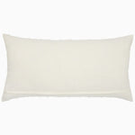 The John Robshaw Fringed White Bolster is a rectangular cushion with a simple, off-white design, slightly textured fabric, and features a hidden zipper closure. - 31272599158830