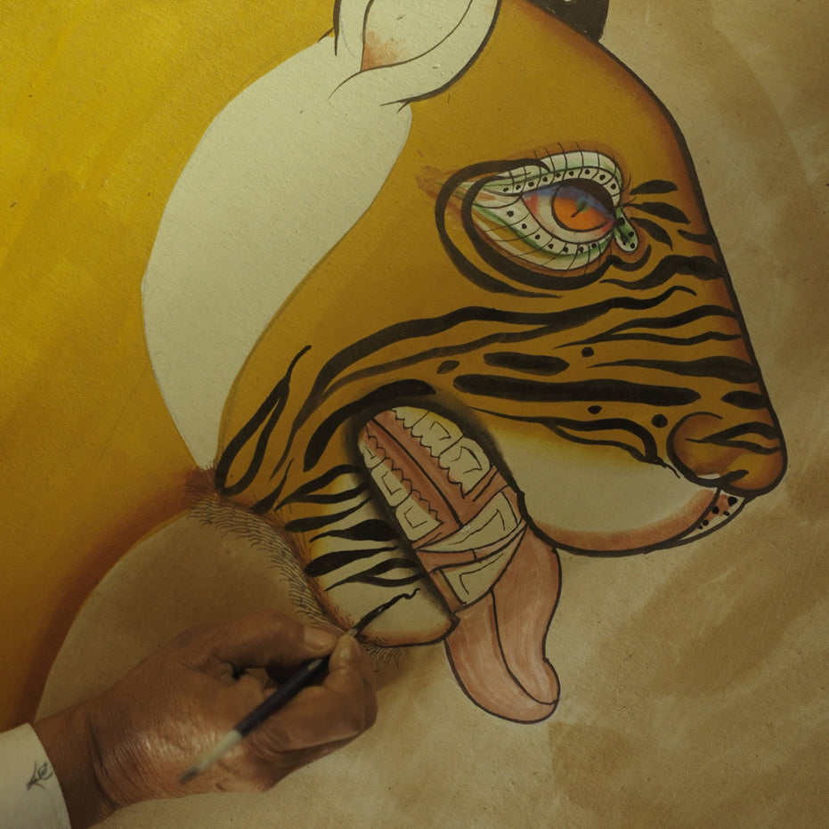 Outlined Tiger Tapestry