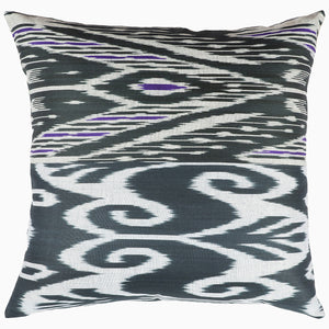 Black / Purple Ikat Pillow