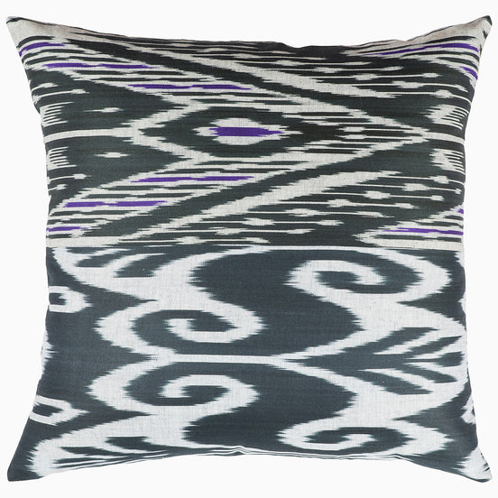 Black / Purple Ikat Pillow