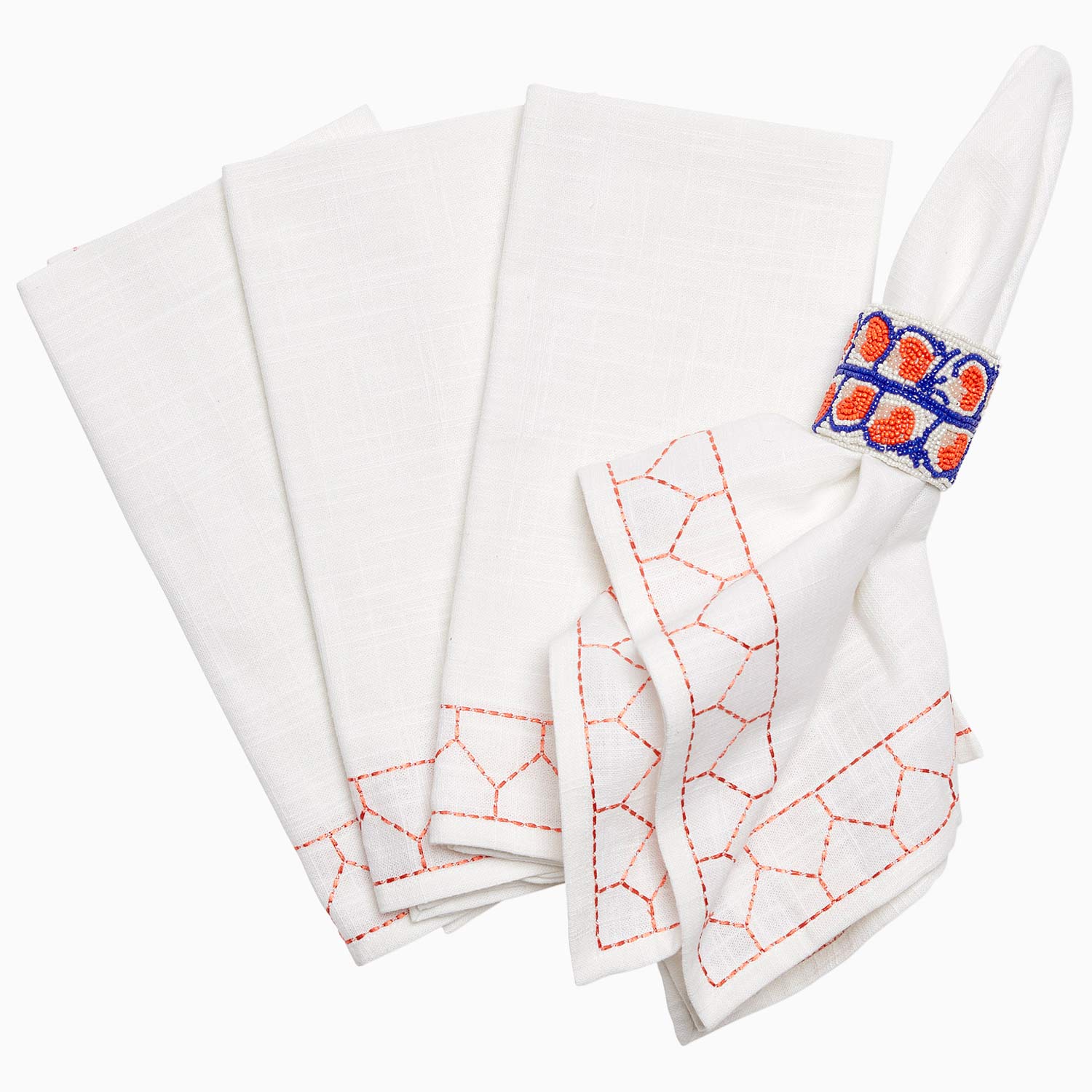 Stitched Coral Napkins (Set of 4) Main