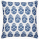 A small Adira Indigo Outdoor Decorative Pillow with a floral pattern of bhuti flowers by John Robshaw.
