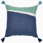 A Dip Dyed Indigo Decorative Pillow from India with tassels by John Robshaw. - 29303326900270