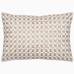 An embroidered Heer Natural Decorative Pillow with a small block print pattern and a pillow insert by John Robshaw. - 29305986646062