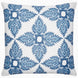A Maira Indigo outdoor decorative pillow by John Robshaw with a floral pattern.