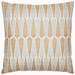 A Riya Metallic Decorative Pillow by John Robshaw with a beige and gold leaf pattern. - 29306496450606