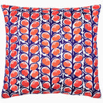 An embroidered Sonia Decorative Pillow by John Robshaw, with a hidden zipper, featuring an orange and blue pattern. - 29306553565230
