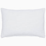 A classic John Robshaw Woven White Kidney Pillow on a white background. - 29306629685294
