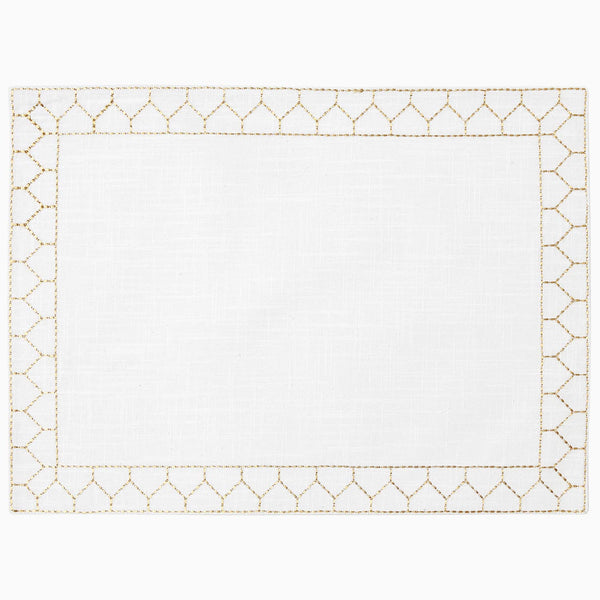 John Robshaw Textiles  Nadir Pearl White/Gold Bath Towel - John Robshaw