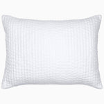 A Vivada White Woven Quilt pillow with hand stitching on a white background by John Robshaw. - 29300212793390