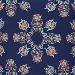 An Eda Euro by John Robshaw showcases a block printed blue and orange floral pattern on a blue background. - 28776777482286