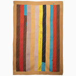 A Vintage Blankets handmade quilt from India with colorful stripes on it, known as a Why an Orange Stripe? Ralli Blanket. - 29483534843950