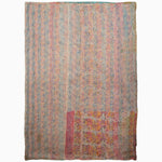 A Pink Spray Ralli blanket by Vintage Blankets, featuring pink and blue stripes on a white background. - 29483461869614