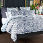 A bedroom with a Aleppo Indigo King Euro duvet cover made of 100% cotton. - 30064570957870