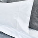 An image of a bed with John Robshaw's Anketi White Organic Sheet Set and pillows.