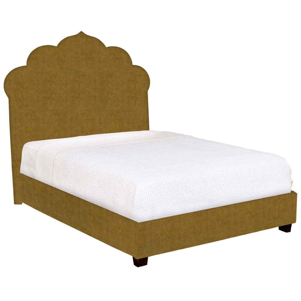 A John Robshaw Custom Bihar Bed with a tufted fabric headboard and footboard.