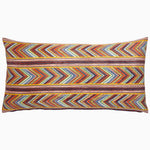 A John Robshaw Girivar Bolster, hand-printed with a colorful chevron pattern, inspired by the traditional Rajasthani turban. - 29980421324846